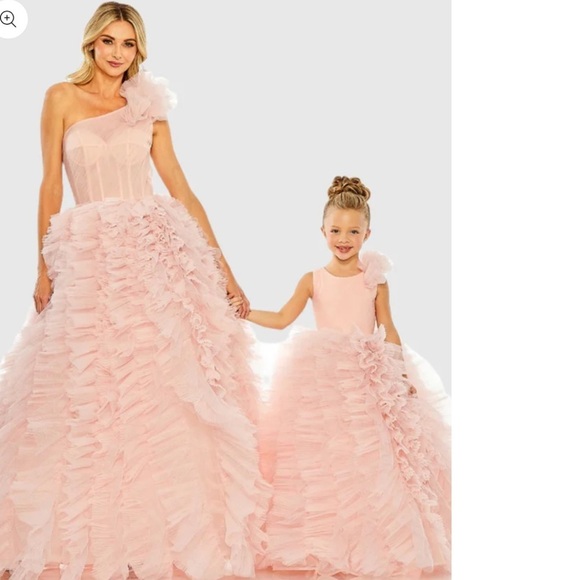 NWT | Mac Duggal 20592 Light Pink Glitter Tulle Gown Size 2 - Picture 5 of 16